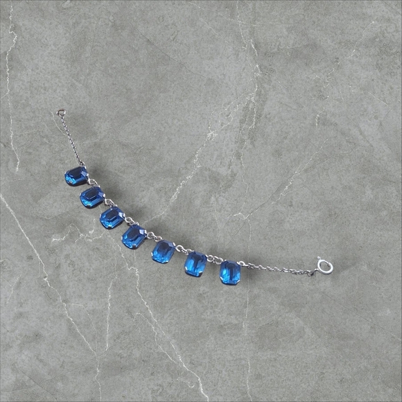 Elegant Blue Gemstone Bracelet 6.5" - Picture 5 of 8